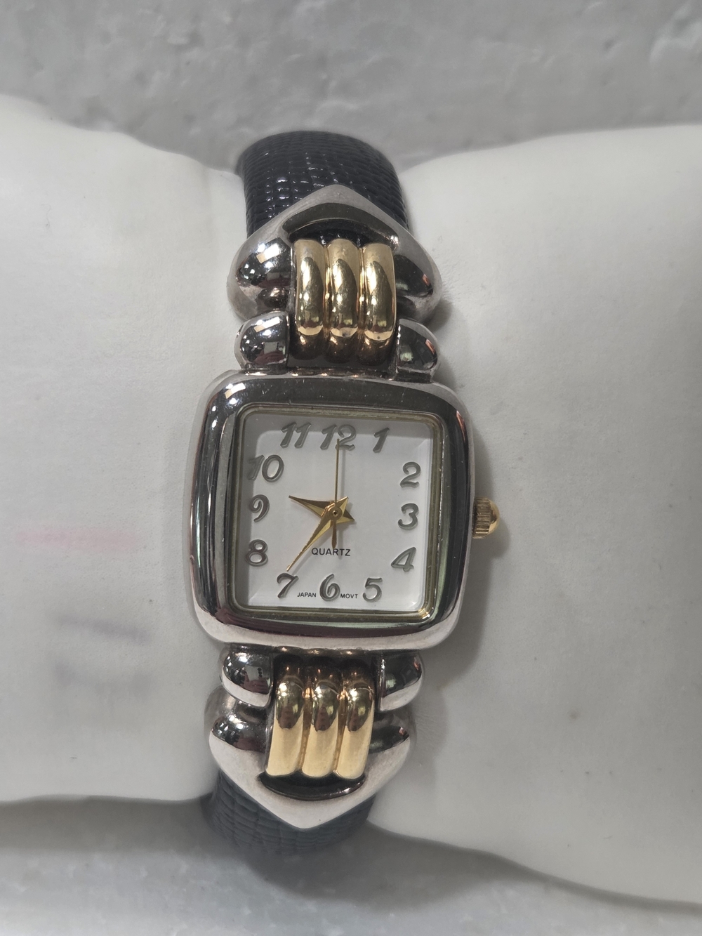 Avon Two-Tone Gold & Silver Women's Quartz Watch with Black Strap
